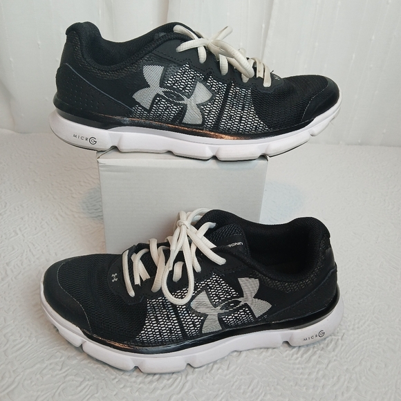 Under Armour Women's Black and White Sneakers - Picture 1 of 5
